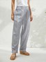 Pantalons Femmes Toutes Les Saisons en Lin Classique Géométrie Boutonné Ample Bande Élastique Polyester Coton Pantalon navet Régulier