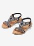 Sandales à lanières Floral Été Fête Antidérapant Vacances Avec Faux Diamant Musique Festival à Enfiler Chaussures Officielles pour Femmes