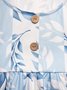 Deux Pièces Ensembles Femmes Printemps / Automne Élégant Floral Motif Léger Jersey Manches 3/4 Col Rond Manteau avec jupe Élasticité moyenne
