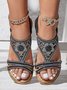 Sandales à lanières Floral Été Fête Antidérapant Vacances Avec Faux Diamant Musique Festival à Enfiler Chaussures Officielles pour Femmes