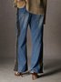 Jeans Bloc de Couleur Toutes Les Saisons Urbain Quotidien Taille Moyenne Pantalon droit Toile de Jean Long Droit pour Femmes