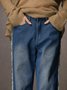 Jeans Bloc de Couleur Toutes Les Saisons Urbain Quotidien Taille Moyenne Pantalon droit Toile de Jean Long Droit pour Femmes