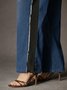 Jeans Bloc de Couleur Toutes Les Saisons Urbain Quotidien Taille Moyenne Pantalon droit Toile de Jean Long Droit pour Femmes