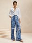 Pantalons Femmes Décontracté Ethnique Printemps / Automne Polyester Naturel Fête Pantalons à Jambe Large Long Régulier
