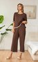 Deux Pièces Ensembles Décontracté Été Contrasté Couture Coton Ample Manches Courtes Col Rond Top Avec Pantalons Régulier pour Femmes