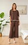 Deux Pièces Ensembles Décontracté Été Contrasté Couture Coton Ample Manches Courtes Col Rond Top Avec Pantalons Régulier pour Femmes