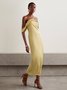 Femmes Plain Jaune Sans Bretelles Confortable Robe Maxi Vacances