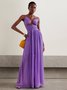 Femmes Plain Violet Sans Bretelles Confortable Froncé Robe Maxi Vacances