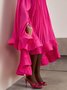 Femmes Plain Rose Col Rond Confortable Robe Maxi Vacances