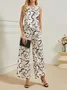 Deux Pièces Ensembles Femmes Été Simple Abstrait Graphique Polyester Quotidien Sans Manches Col Rond Top Avec Pantalons Droit