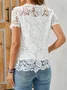 T-shirts Femmes Décontracté Plain Été Polyester Col Carré Micro-élasticité Quotidien Régulier Régulier