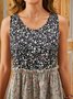 Femmes Floral Multicolore Col Rond Confortable Joint Fendu Robe Mi-Longue Décontracté