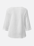 Chemises Femmes Plain Printemps / Automne Simple Coton Aucune élasticité Faire la navette Ample Manches trois quarts Entaillé