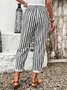 Pantalons Femmes Rayé Décontracté Printemps / Automne Coton Aucune élasticité Quotidien Droit Régulier Poche Couture