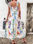 Femmes Géométrique Blanc à Bretelles Confortable Brouiller Robe Maxi Vacances