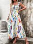 Femmes Géométrique Blanc à Bretelles Confortable Brouiller Robe Maxi Vacances