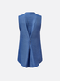 Chemises Plain Été Simple Boutonné Aucune élasticité Ample Sans Manches Régulier Trapèze pour Femmes