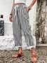 Pantalons Femmes Rayé Décontracté Printemps / Automne Coton Aucune élasticité Quotidien Droit Régulier Poche Couture