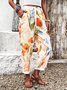 Pantalons Femmes Décontracté Floral Printemps / Automne Coton Aucune élasticité Quotidien Taille Moyenne Droit Régulier
