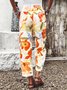 Pantalons Femmes Décontracté Floral Printemps / Automne Coton Aucune élasticité Quotidien Taille Moyenne Droit Régulier
