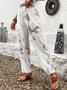 Pantalons Femmes Décontracté Floral Printemps / Automne Viscose Aucune élasticité Long Droit Régulier Poche Couture