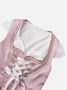 Femmes Plain Rose Décolleté en cœur Confortable Nœud Devant Mini Robe Décontracté