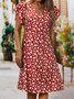 Robe D'été Femme Vetement Hippie Chic Florale Mince à Manches Courtes