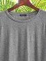 Top Gris Coton Décontracté Col Rond Unicolore manches longues ample et confortable