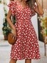Robe D'été Femme Vetement Hippie Chic Florale Mince à Manches Courtes