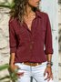 Femmes Mode Col Revers Unicolore Col V Manches Longues Blouse