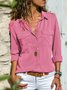 Femmes Mode Col Revers Unicolore Col V Manches Longues Blouse