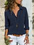 Femmes Mode Col Revers Unicolore Col V Manches Longues Blouse