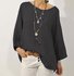 Tops de Grande Taille Décontractés Unicolores à Manches Longues
