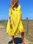 Robe de Grande Taille Mi-longue Élégante Décontractée à Col en V
