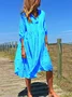 Robe de Grande Taille Mi-longue Élégante Décontractée à Col en V