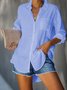 Blanc Vacances Unicolore en Mélangé de Coton Blouse