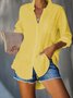 Blanc Vacances Unicolore en Mélangé de Coton Blouse