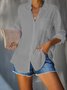Blanc Vacances Unicolore en Mélangé de Coton Blouse