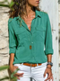 Femmes Mode Col Revers Unicolore Col V Manches Longues Blouse