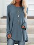 Top Gris Coton Décontracté Col Rond Unicolore manches longues ample et confortable