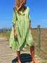 Robe de Grande Taille Mi-longue Élégante Décontractée à Col en V