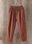 Pantalon Femme Décontraté Lin Coton Unicolores Ample Été Confortable