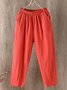 Pantalon Femme Décontraté Lin Coton Unicolores Ample Été Confortable