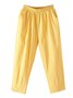 Pantalon Femme Décontraté Lin Coton Unicolores Ample Été Confortable