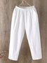 Pantalon Femme Décontraté Lin Coton Unicolores Ample Été Confortable