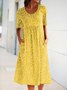 Vetement hippie chic Robe Mi-Longue Florale avec Poches