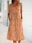 Vetement hippie chic Robe Mi-Longue Florale avec Poches