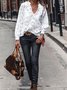 Haut en dentelle Blanc Col V Patchwork Tops Décontractés
