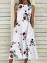 Robe bohème Florales Droites Sans Manches Blanc longue