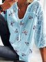 Haut en dentelle Manches Courtes Floral en Mélangé de Coton Tops